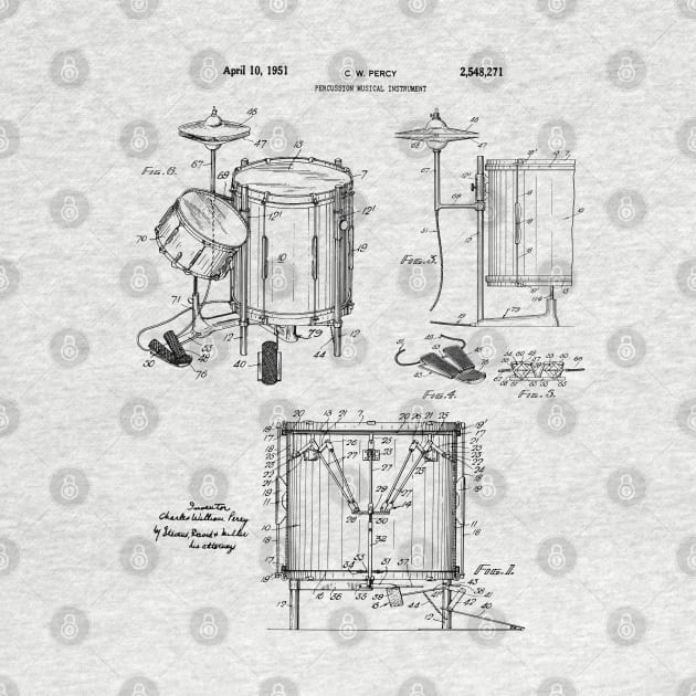 Patent Art - Drum Kit 1951 by MadebyDesign